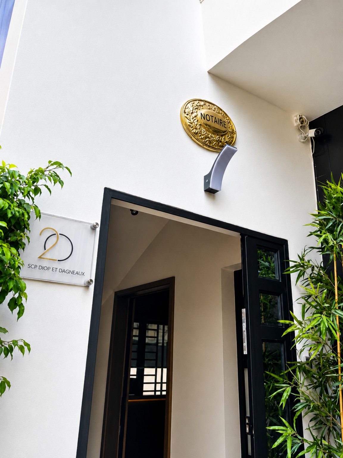 Entrée de l’étude avec plaque SCP Diop et Dagneaux